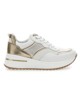 Scarpe Stringate Bianche e Oro con Platform 422 IN 36