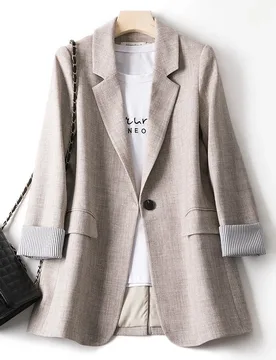Women'S Turn-Down Collar Long Sleeve Blazers Waist One Button Vintage Jacket Coat Office Lady Female Spring Autumn Suit Commuter - Aliexpress - FashionsVida