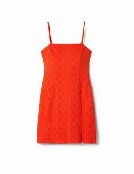 Robe courte broderie suisse ORANGE XL female - Desigual - FashionsVida