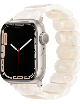 Pieza Banda de reloj para Apple Watch de mujer minimalista y de moda, estilo de correa elástica de resina ovalada, ligera, transpirable y fácil de u - Shein - FashionsVida