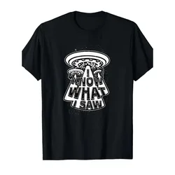 UFO I Know What I Saw Graphic Tee Men Sci Fi Print Casual Crewneck Short Sleeve T-Shirt