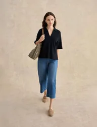 V-Neck Knitted Top Dark Navy female