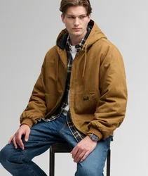 Superdry Herren Workwear Bomberjacke mit Kapuze Brown - Größe: L
