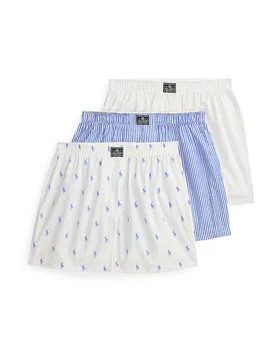 Boxershorts Lot de 3 blanc / rayure bleue bleu L - Ralph Lauren - FashionsVida