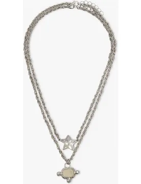 Collar doble con abalorio de estrella y piedra central - Parfois - FashionsVida