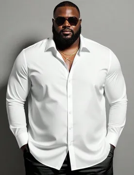 Camisa de manga larga casual lisa para hombre talla grande, otoño, para otoño, formal - Shein - FashionsVida