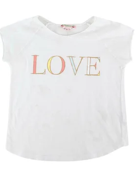 White Cotton Love Print T-shirt - Bonpoint - FashionsVida