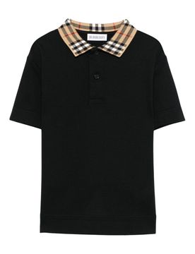 Cotton Polo with Check Collar for Kids