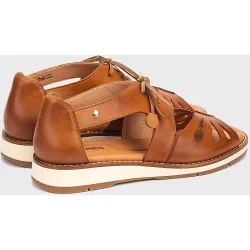 Sandalias planas de mujer de piel con cordones