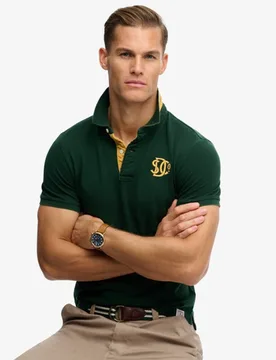 Superdry Herren Piqué Monogram Poloshirt Green - Größe: L - 49.99 - FashionsVida