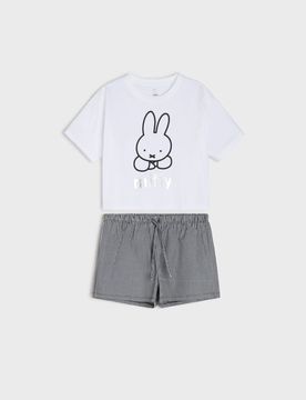 Pigiama in cotone a due pezzi con stampa Miffy - panna