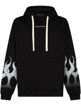 Felpa Leggera Cappuccio Uomo Racing Flames Hoodie Black/white