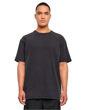 Maglietta A Maniche Corte Love Yourself First Acid Washed Heavy Oversized Black 3XL - Mc Clothes - FashionsVida
