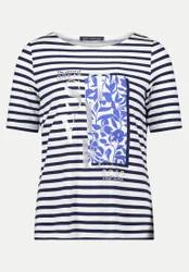 Streifenshirt mit Vorderprint Blau 42