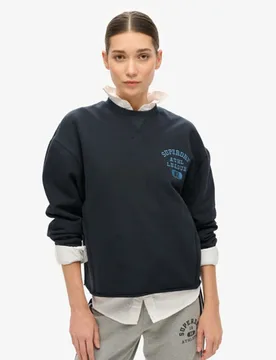Superdry Damen Lässiges, Verkürztes Athletic Essentials Rundhals-sweatshirt Marineblau - Größe: 40 - 64.99 - FashionsVida