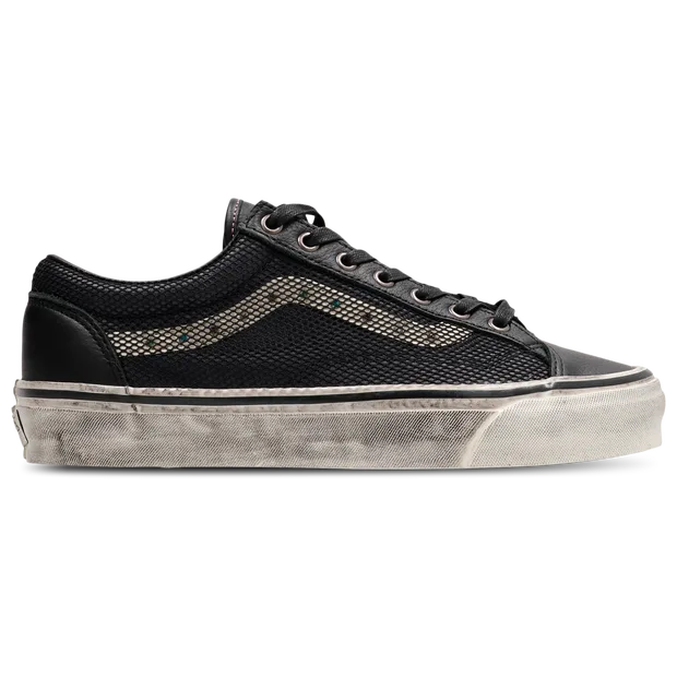 Old Skool Men's Sneakers - Black - Size 10 - Leather & Textile - Black - Size: 10 - Vans - FashionsVida