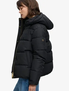 Superdry Damen Premium Steppjacke mit Kapuze Black - Größe: 38 - 139.99 - FashionsVida