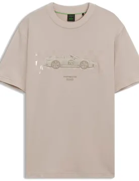 Maglietta A Maniche Corte Icons70 Car 10281928 Green Open Beige S - BOSS - FashionsVida