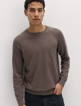 Pure Cotton Crew Neck Jumper Medium Brown male - M&S - FashionsVida