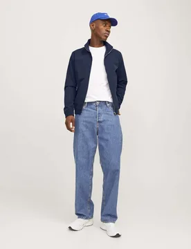 Giubbino blu navy in tessuto tecnico opaco con zip integrale - Jack & jones - FashionsVida