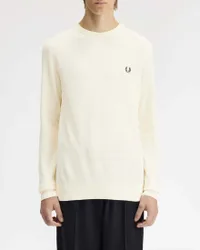 Maglia girocollo panna in piquè di puro cotone