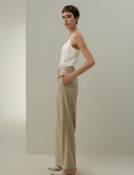 Pantalon Droit Laine & Soie 36 - Taille Plissée, Confort Bemberg™