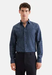 Slim Business Hemd Druck Grau 44