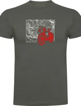 Maglietta A Maniche Corte Topographic Dark Army Green - Kruskis - FashionsVida
