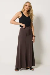 Tall Flare Seam Maxi Skirt - Chocolate - Size: 10