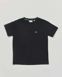 T-shirt nero in puro cotone con mini logo coccodrillo