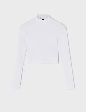 Crop top a maniche lunghe - bianco