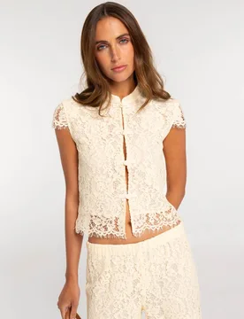 Top de mujer de encaje con cuello mao - The-Are - FashionsVida