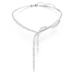 Collana a Y Mesmera, Taglio misto, Bianco, Placcato rodio OS