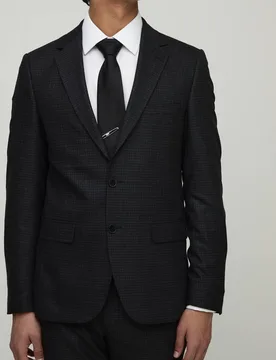 Herren Einreihiges Slim-Fit Karo-Sakko Charcoal Größe 42 - boohooMAN - FashionsVida