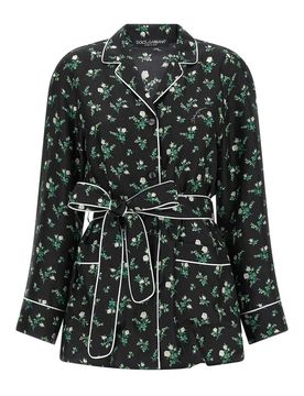 Camicia stampata con roselline e giglio