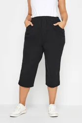 Cool Cotton Cropped Trousers - Black - Size: 22-24