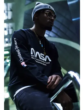 Mister T-shirt à Manches Longues Nasa Basic Black XS