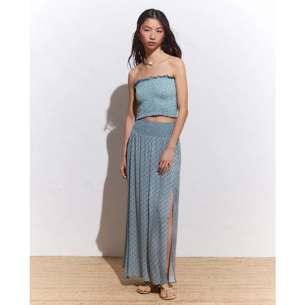 Falda larga print botones - Green Coast - FashionsVida
