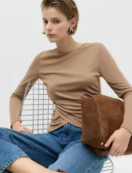 Long Sleeve Wrap Hem Top Neutral female