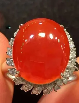 Natural old pit chalcedony egg surface ice type red jadeite egg surface chalcedony ring female luxury high-end gold-plated tempe - Aliexpress - FashionsVida