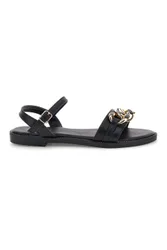 Sandali nero con catena decorativa PRE5384 40