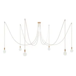 Cables Suspension Luminaire Spider 6 Falls With Light Bulb Copper One Size