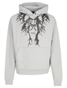 Felpa Leggera Cappuccio Uomo Black Lightning Hoodie Grey