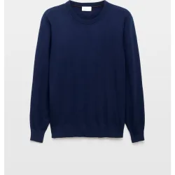 Jersey de hombre de cuello redondo liso algodón merino