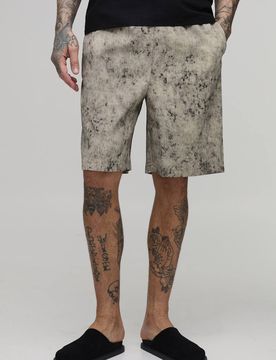 Herren Große Größen Bleichwaschung Strukturierte Locker Geschnittene Shorts Taupe Größe Small