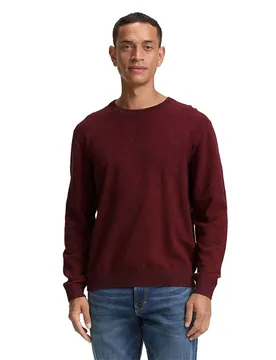 Pull 1047570 Structured Crewneck Knit Samba Red Navy Twotone 3XL