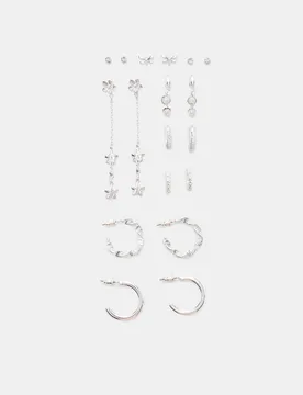 Er-Set Ohrringe mit Schmetterlingen Grau OS - Stradivarius - FashionsVida
