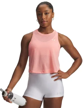 T-shirt Sans Manches Tech Sport Mesh Crop Pink XL - Under armour - FashionsVida