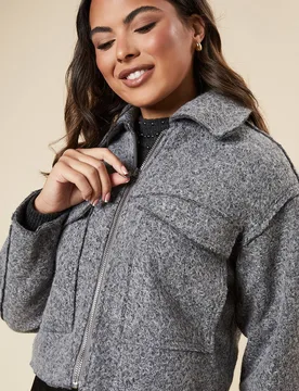 Women's Zip Front Pocket Detail Jacket in Grey Size: Medium - Grey - Size: M - Dorothy perkins - FashionsVida