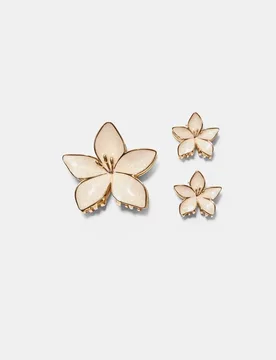 Er-Set Haarklammern mit Blumen Ecru OS - Stradivarius - FashionsVida